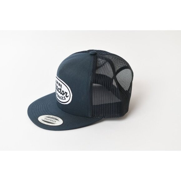 Drink Tractor Beverages Trucker Hat Snapback Cap Mesh Navy Blue NEW - Picture 2 of 7